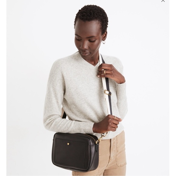 Madewell Cashmere V-Neck Sweater Heather Shadow, size Medium - Picture 1 of 13